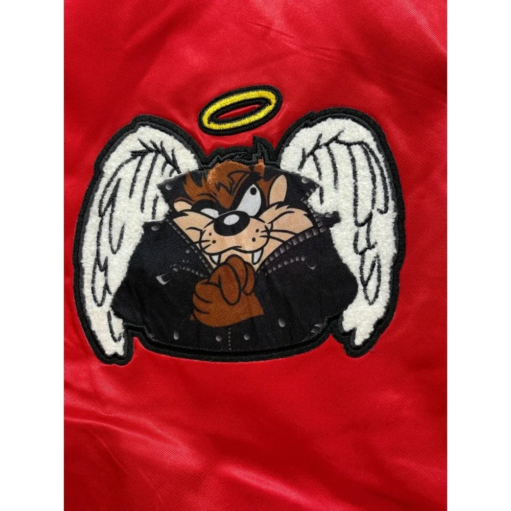 Looney Tunes Taz Red Satin Bomber Jacket Aint No Saint Tazmanian Devil Large